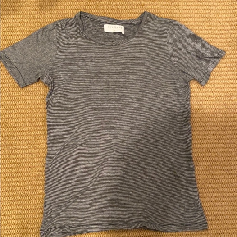 Everlane tshirt black white pinstripe